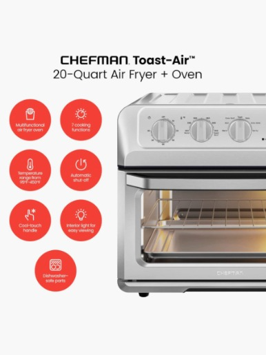 Horno Tostador Airfryer Chefman 7 en 1 / 20 Lts