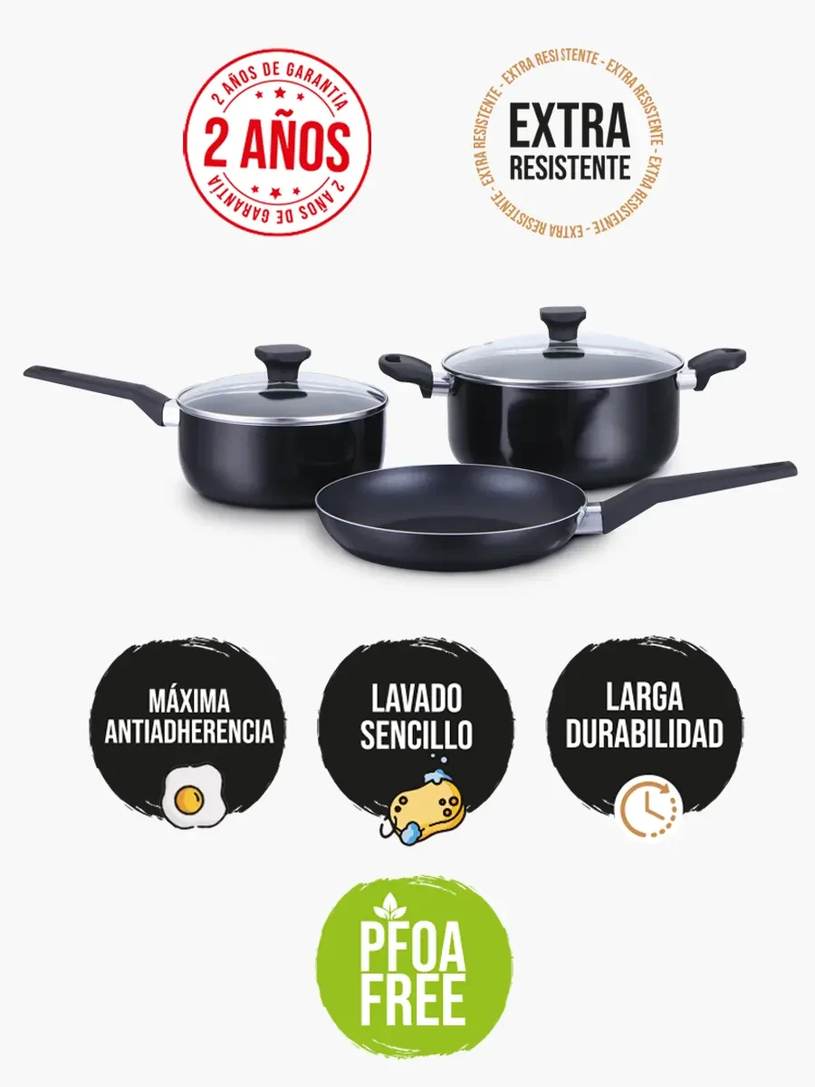Set de Ollas y Sartén Antiadherente – 5 Piezas Premium Collection