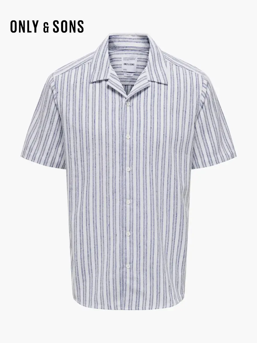 Only & Sons - Camisa de rayas estructurales de manga corta