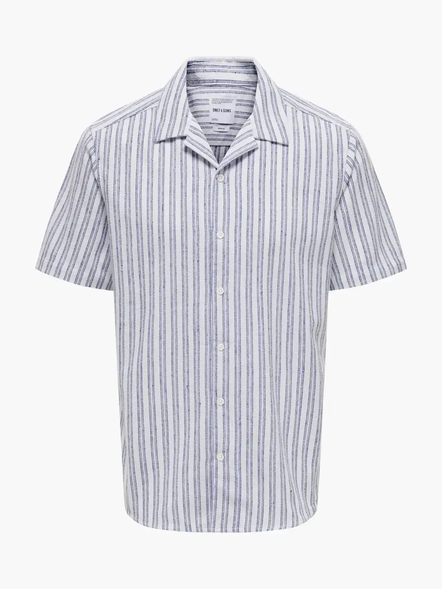 Only & Sons - Camisa de rayas estructurales de manga corta
