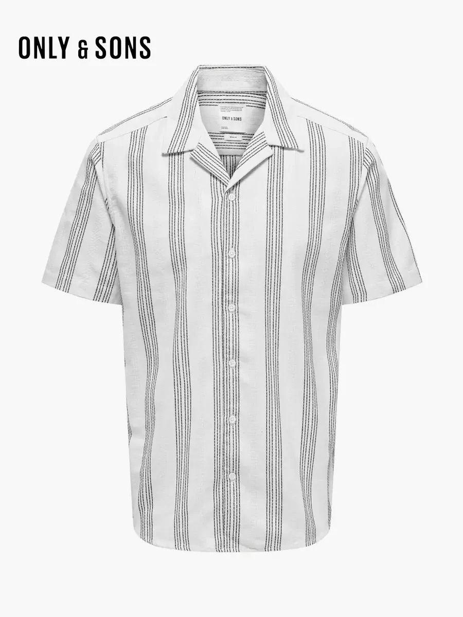 Only & Sons - Camisa de rayas estructurales de manga corta