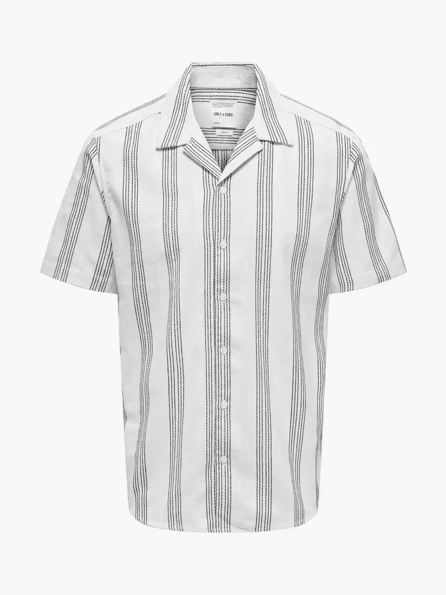 Only & Sons - Camisa de rayas estructurales de manga corta