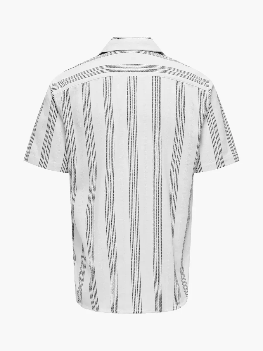 Only & Sons - Camisa de rayas estructurales de manga corta