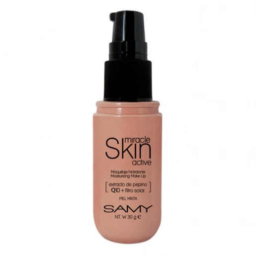 Base líquida Samy tono 2 Light Caramel - Miracle Skin Q10 active -