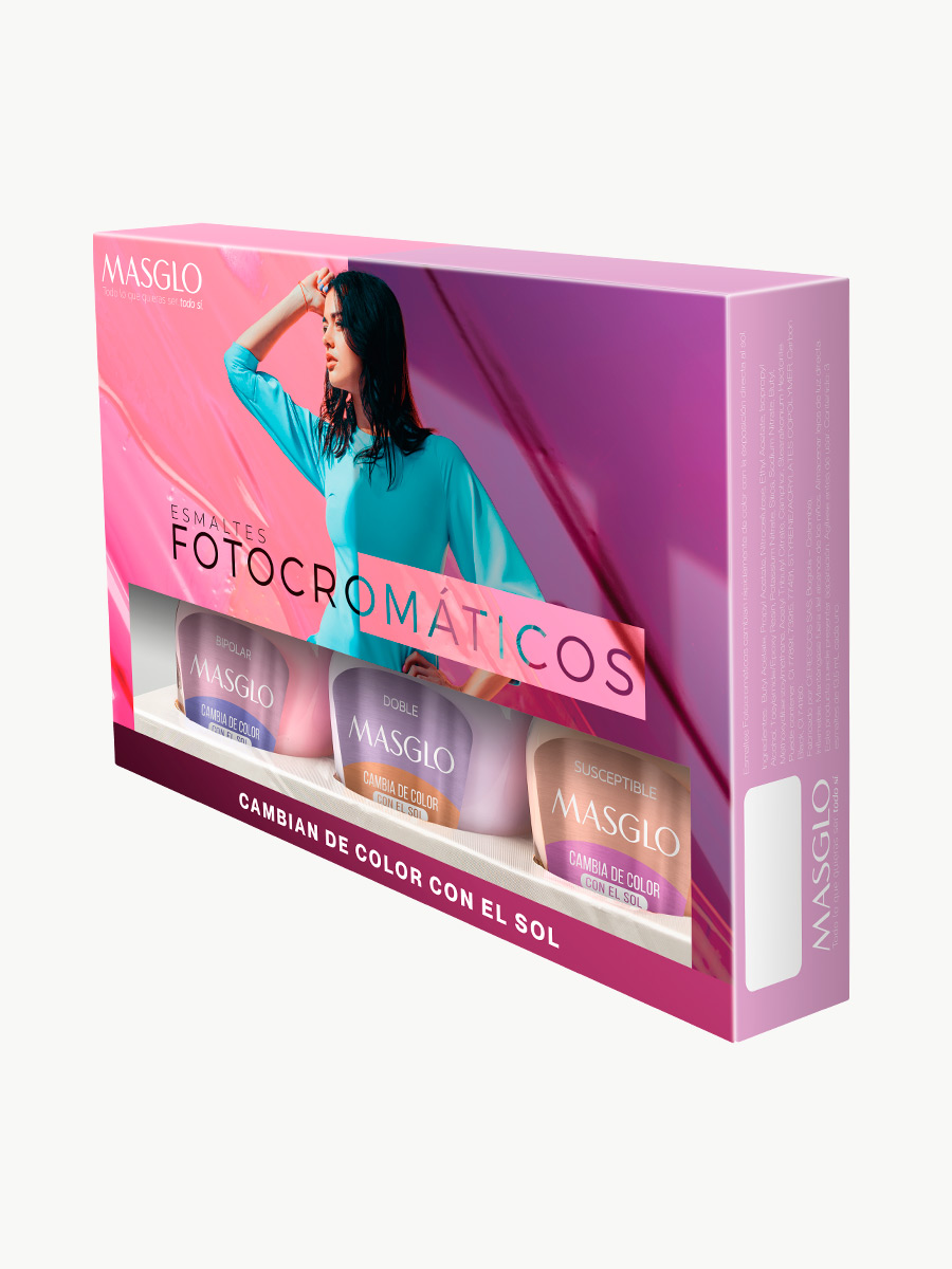 Masglo - Kit Esmaltes Fotocromáticos Gama Rosado