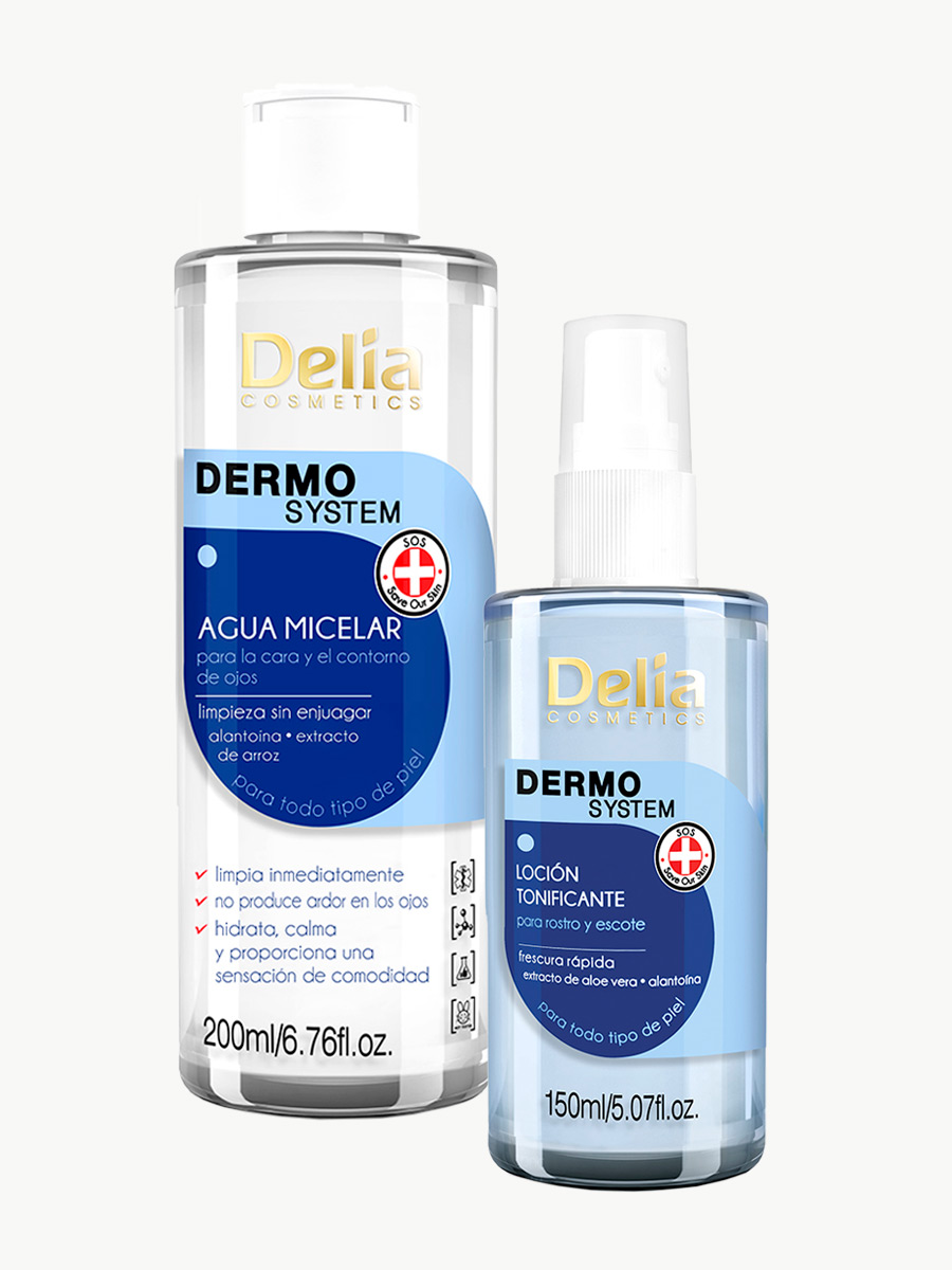 Pack Promocional Dermo System   Agua Micelar + Tónico Facial  - Delia
