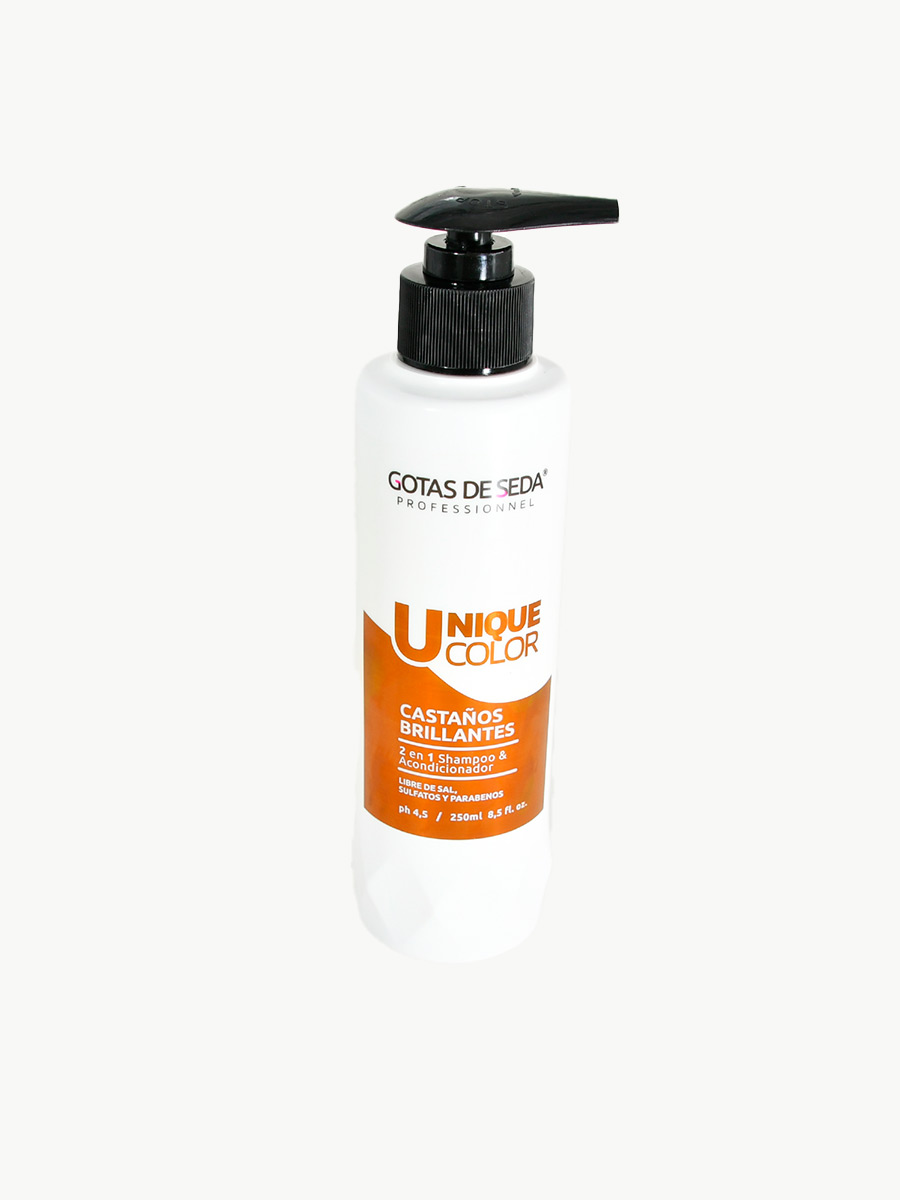 Shampoo 2 en 1 Castaño Unique Color - Gotas de Seda