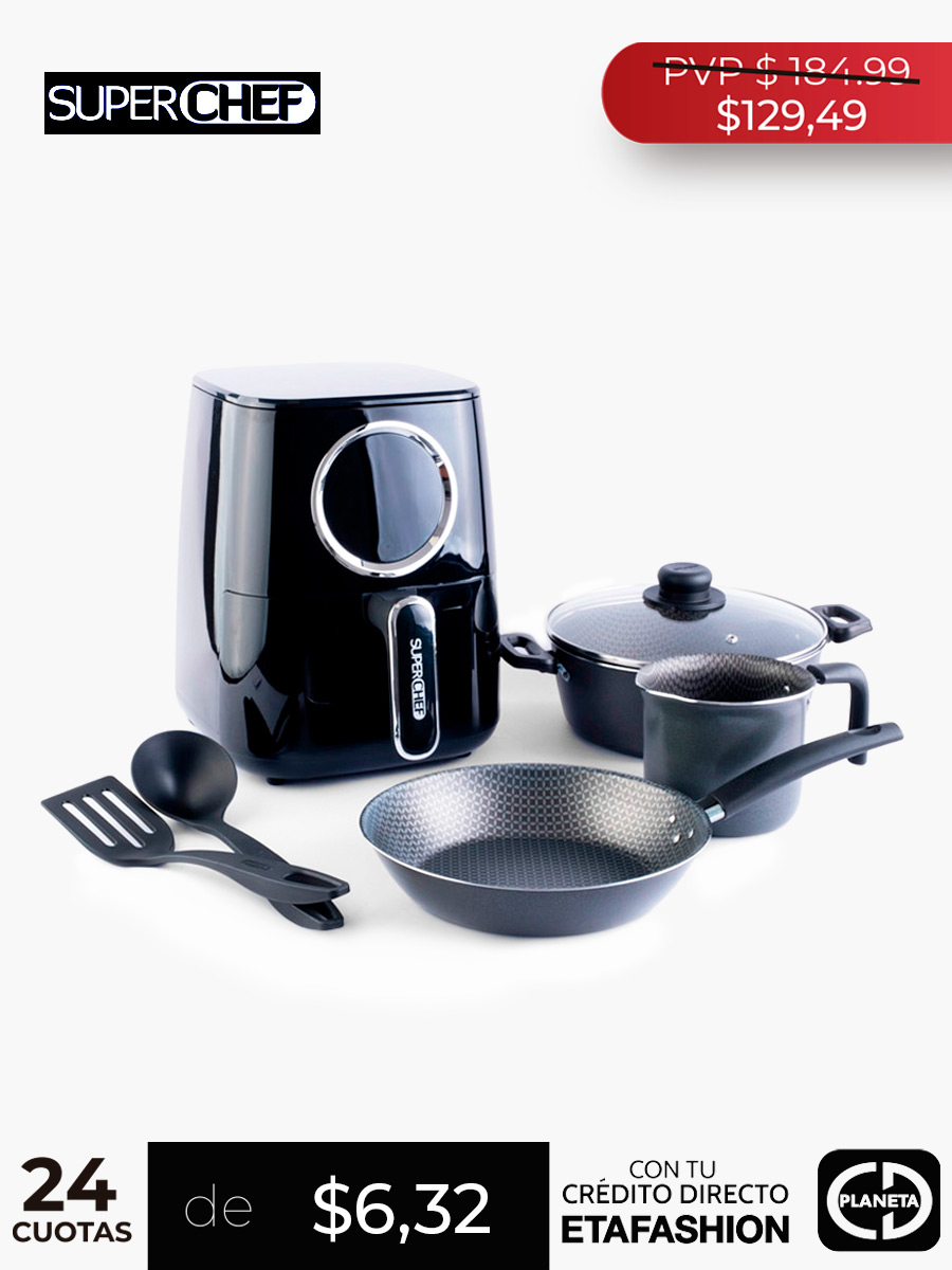 Freidora de Aire 4.5 Lts - Superchef + Set de Ollas
