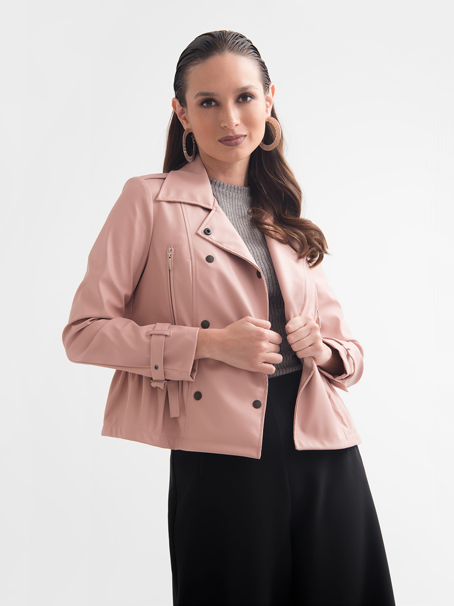 Chaqueta de Cuero Rosa