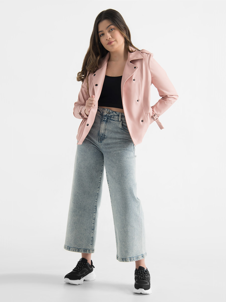 Chaqueta de Cuero Rosa