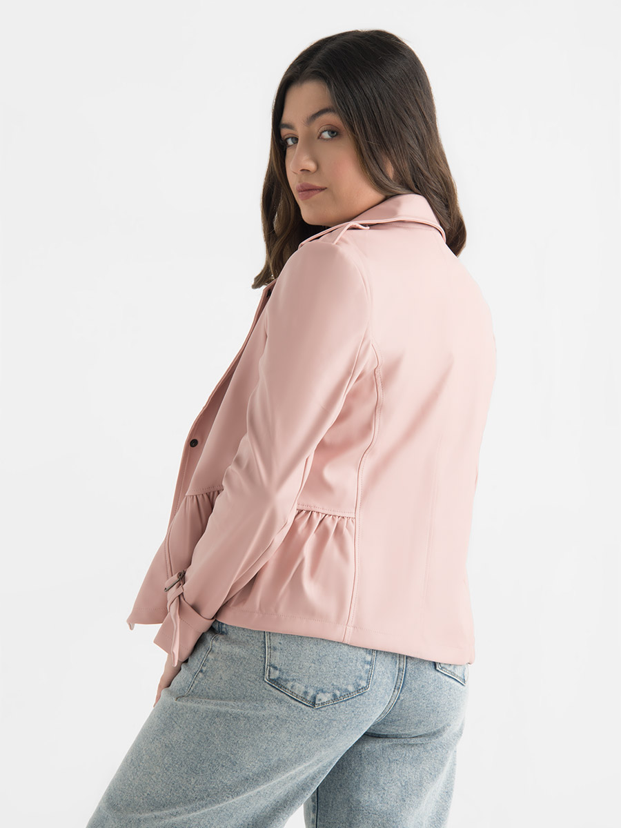 Chaqueta de Cuero Rosa