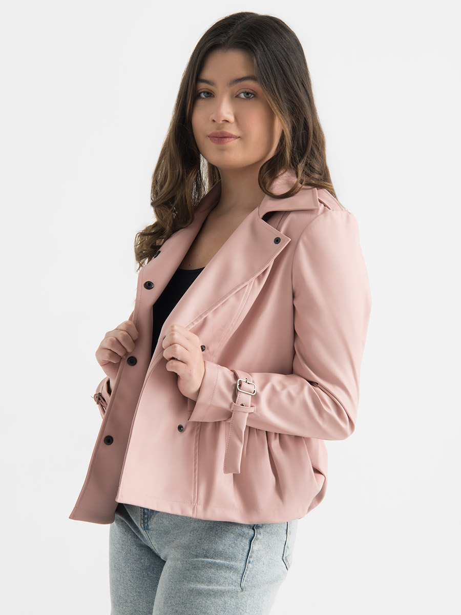 Chaqueta de Cuero Rosa