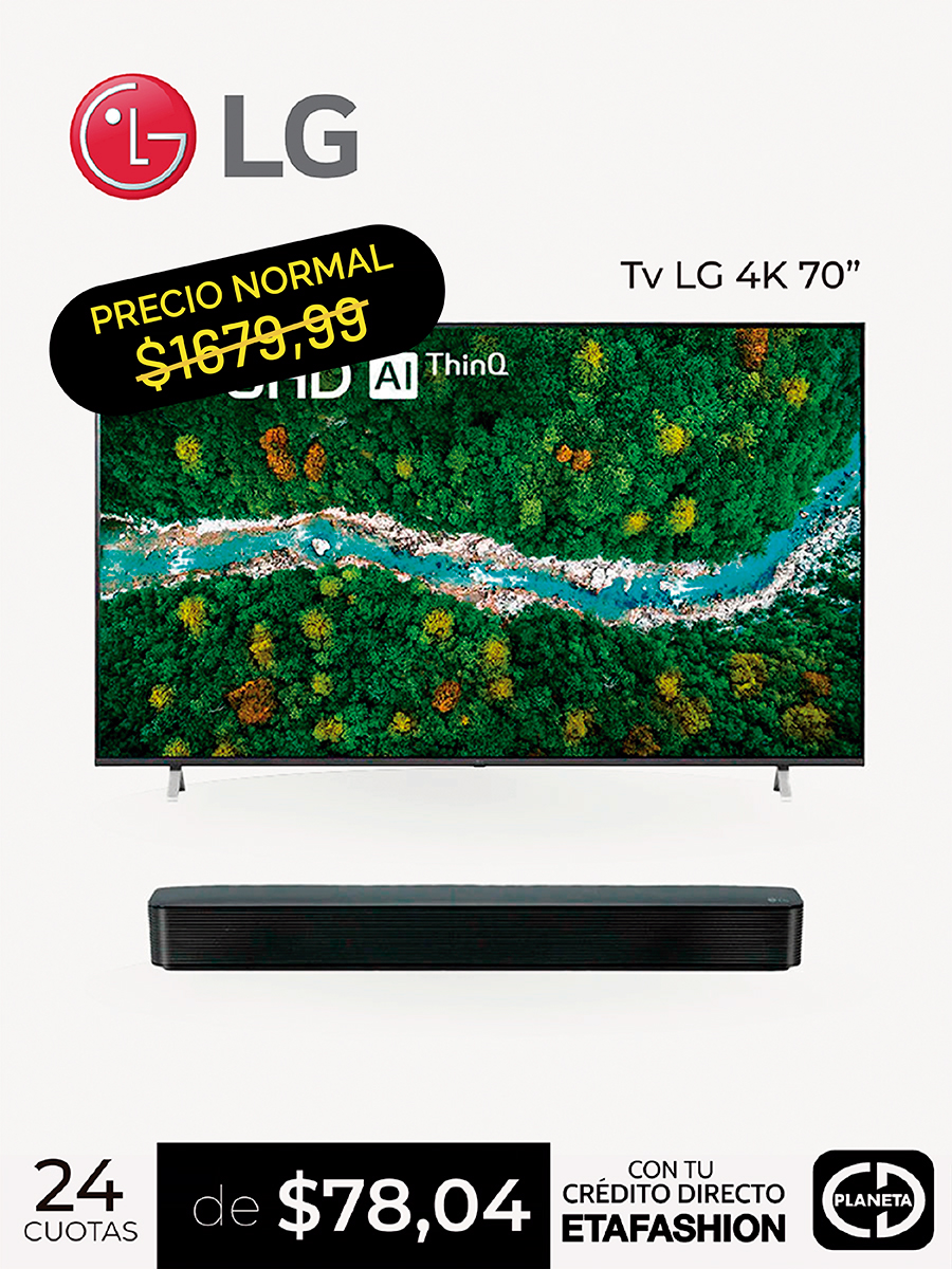 Tv LG4K 70” + Barra de Sonido LG SK1