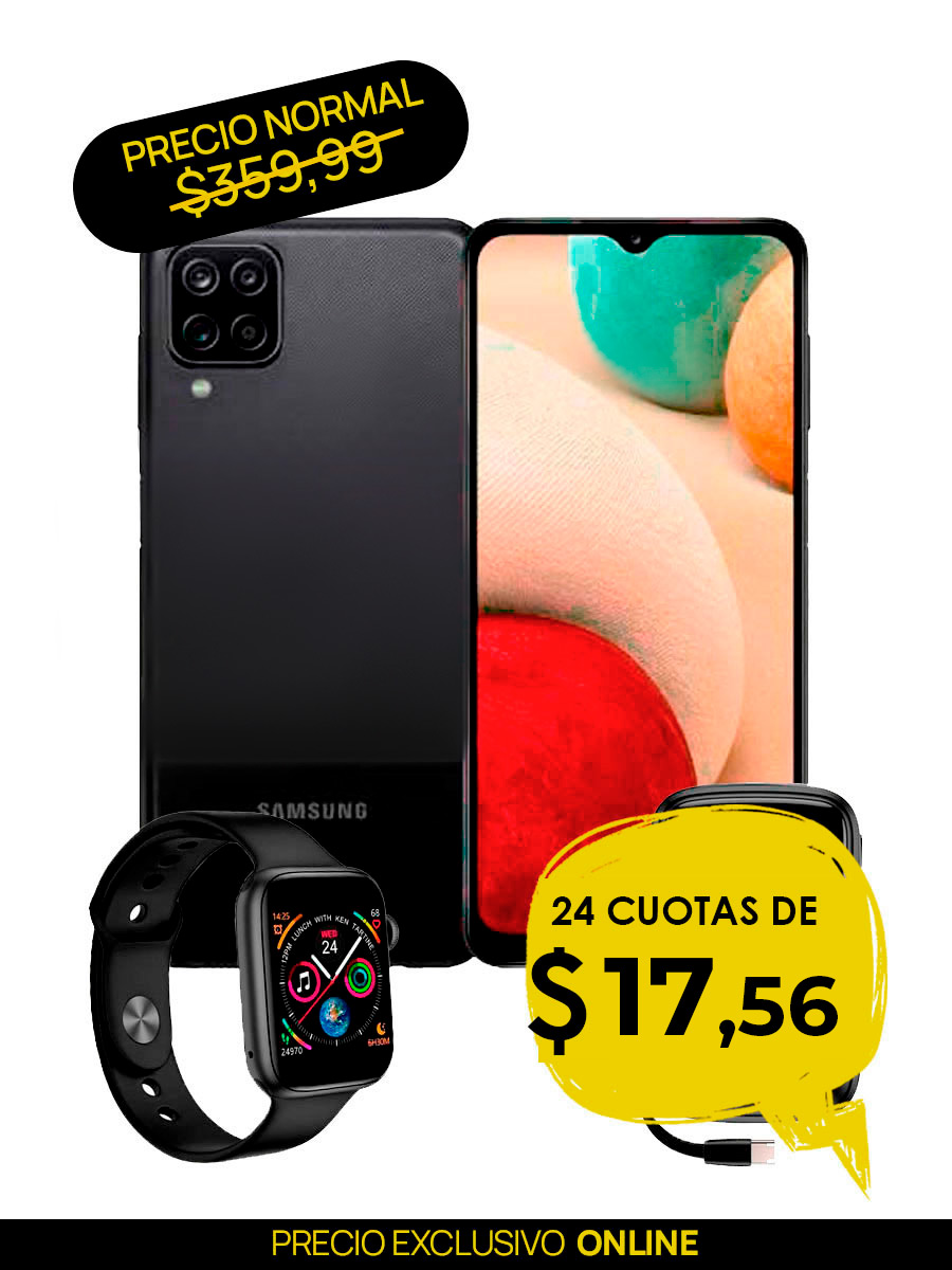 Combo Samsung Galaxy A12 + Smart Watch + Batería de Litio