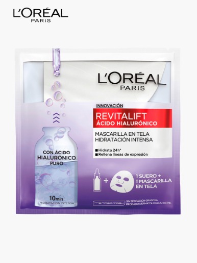 L'Oréal - Mascarilla Hidratación Intensa Revitalift Ácido Hialurónico