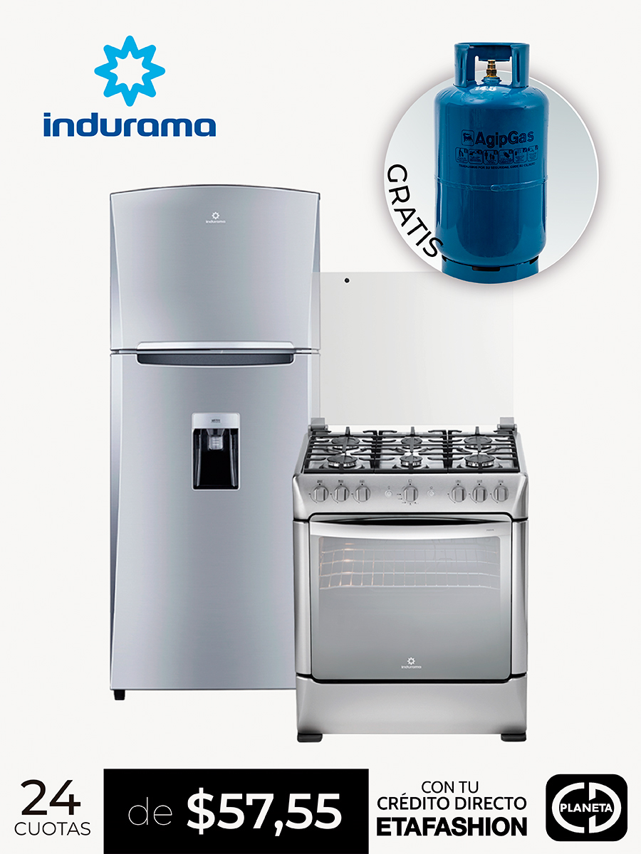 Combo Indurama Cocina Parma <em class="search-results-highlight">Zafiro</em> + Refrigeradora RI-480 Cr + Cilindro de Gas - Indurama