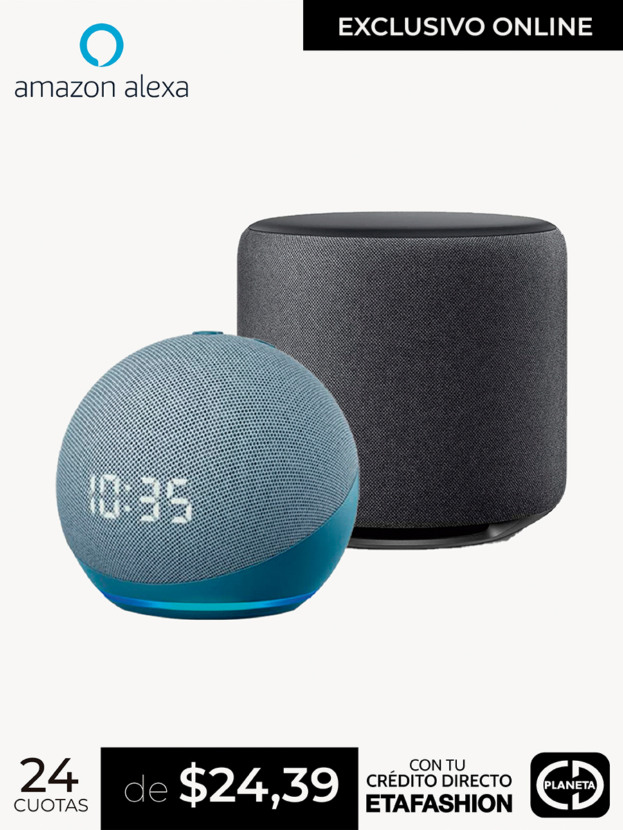 Combo Alexa Echo Sub  + Alexa Echo Dot 4ta Generación con Reloj Azul - Amazon
