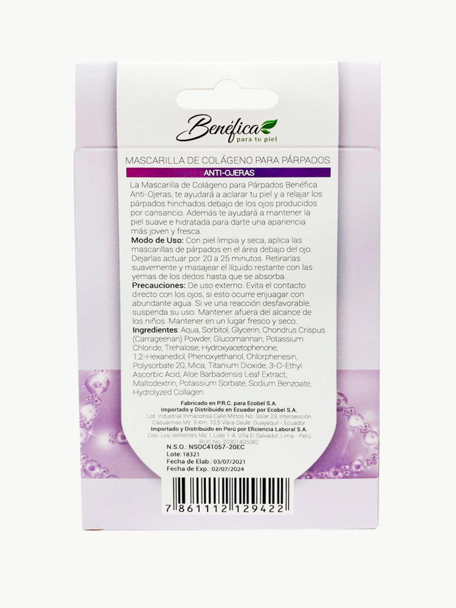 Benéfica - Mascarilla de Párpados Anti-Ojeras Pack X3