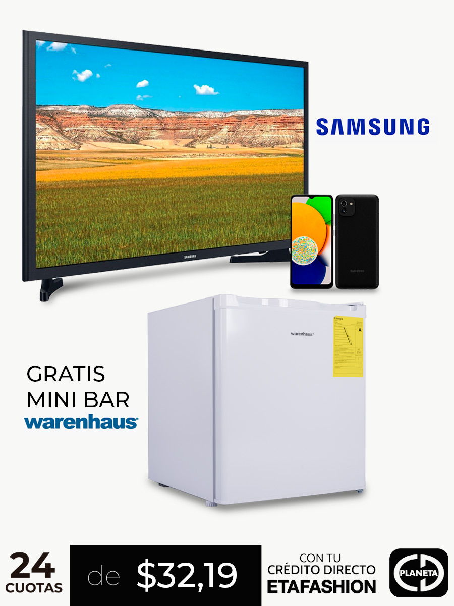 Combo Celular Samsung A03 + Smart Tv 32" + Minibar