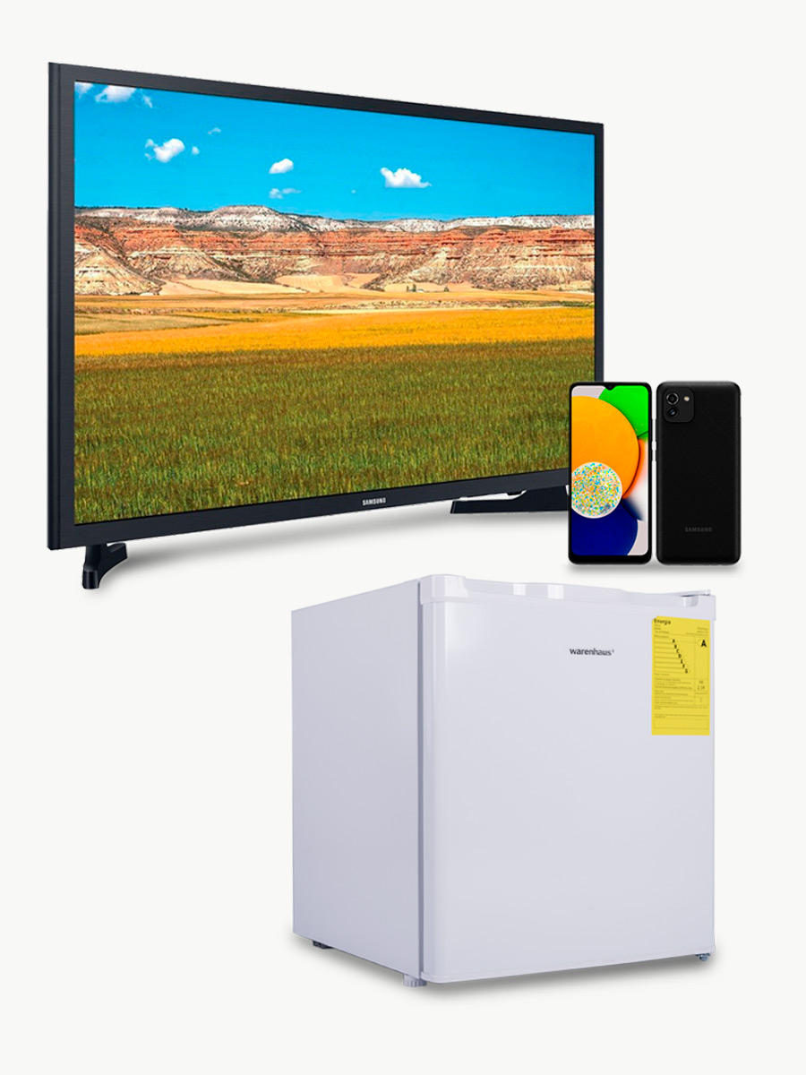 Combo Celular Samsung A03 + Smart Tv 32" + Minibar