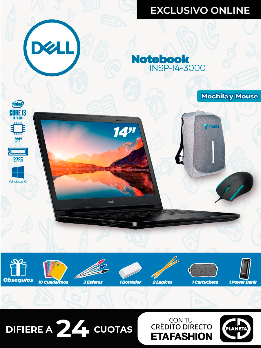 Notebook Dell Inspiron Core I3 / 128GB + Kit Escolar