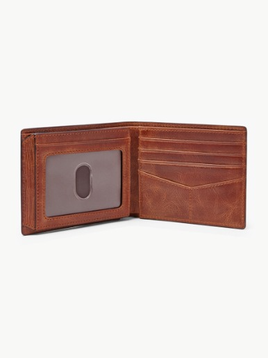 Billetera Fossil de Cuero / Café