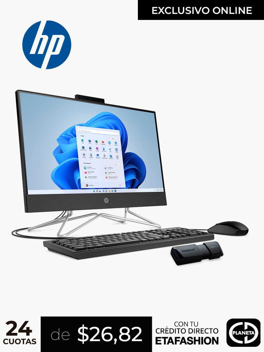 Computadora de Escritorio HP Celeron 21.5" 8GB 256GB SSD + Flash Memory