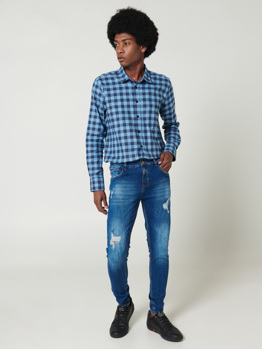 Jean Tubo con desgaste - Just Jeans