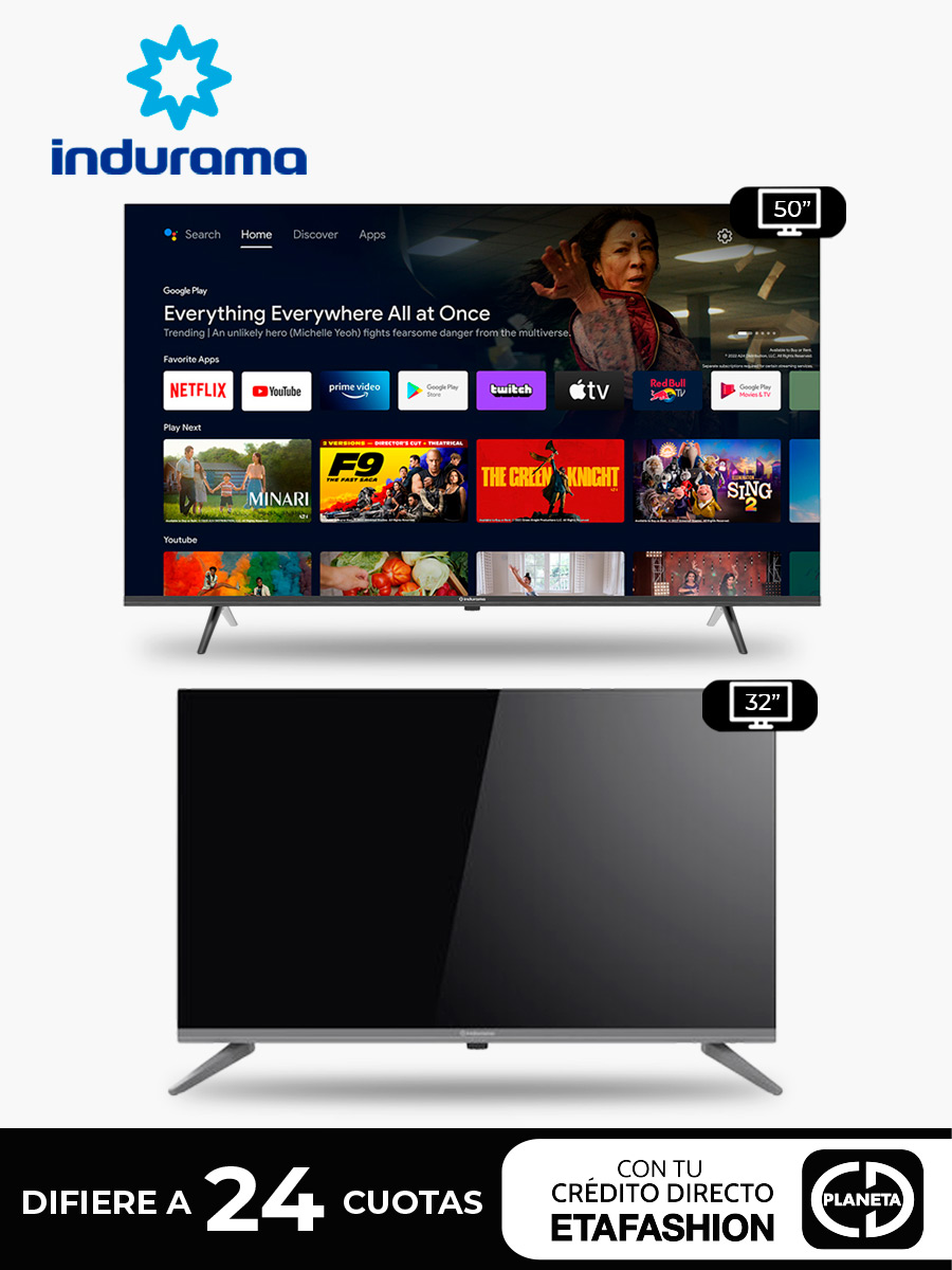 Combo Indurama Smart TV 50" + Smart Tv 32" Android 11