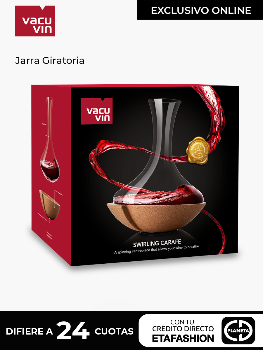 Jarra Decantadora Giratoria Vacu Vin de vidrio con base de corcho