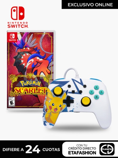 Combo Control Nintendo Switch Alámbrico Pikachu High Voltaje + Juego de Video Nintendo Switch Pokemon Scarlet