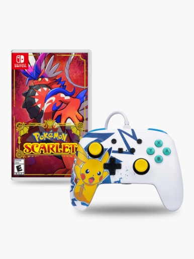 Combo Control Nintendo Switch Alámbrico Pikachu High Voltaje + Juego de Video Nintendo Switch Pokemon Scarlet