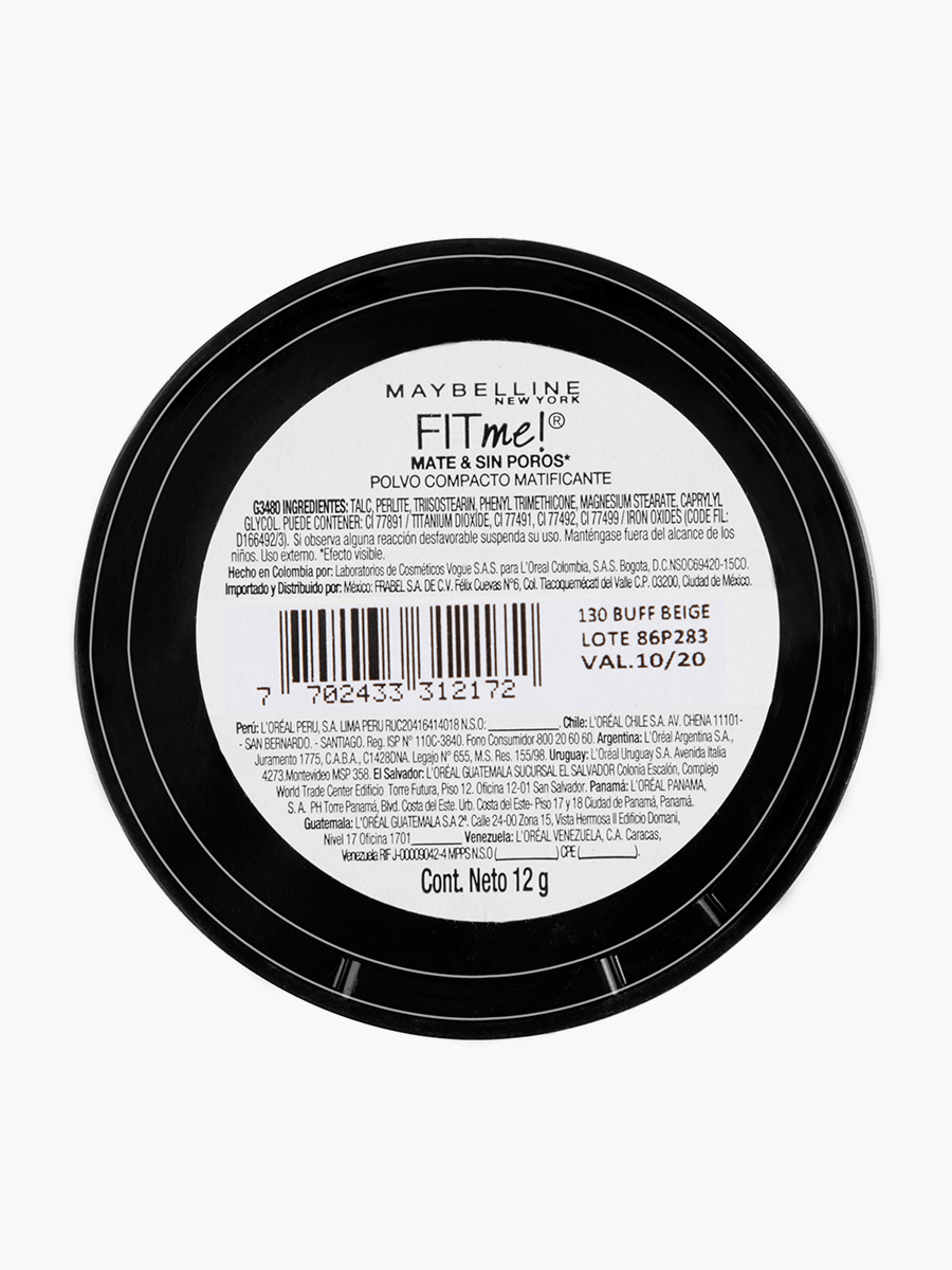 Polvo Compacto Maybelline NY Mate y Sin Poros Buff Beige #130