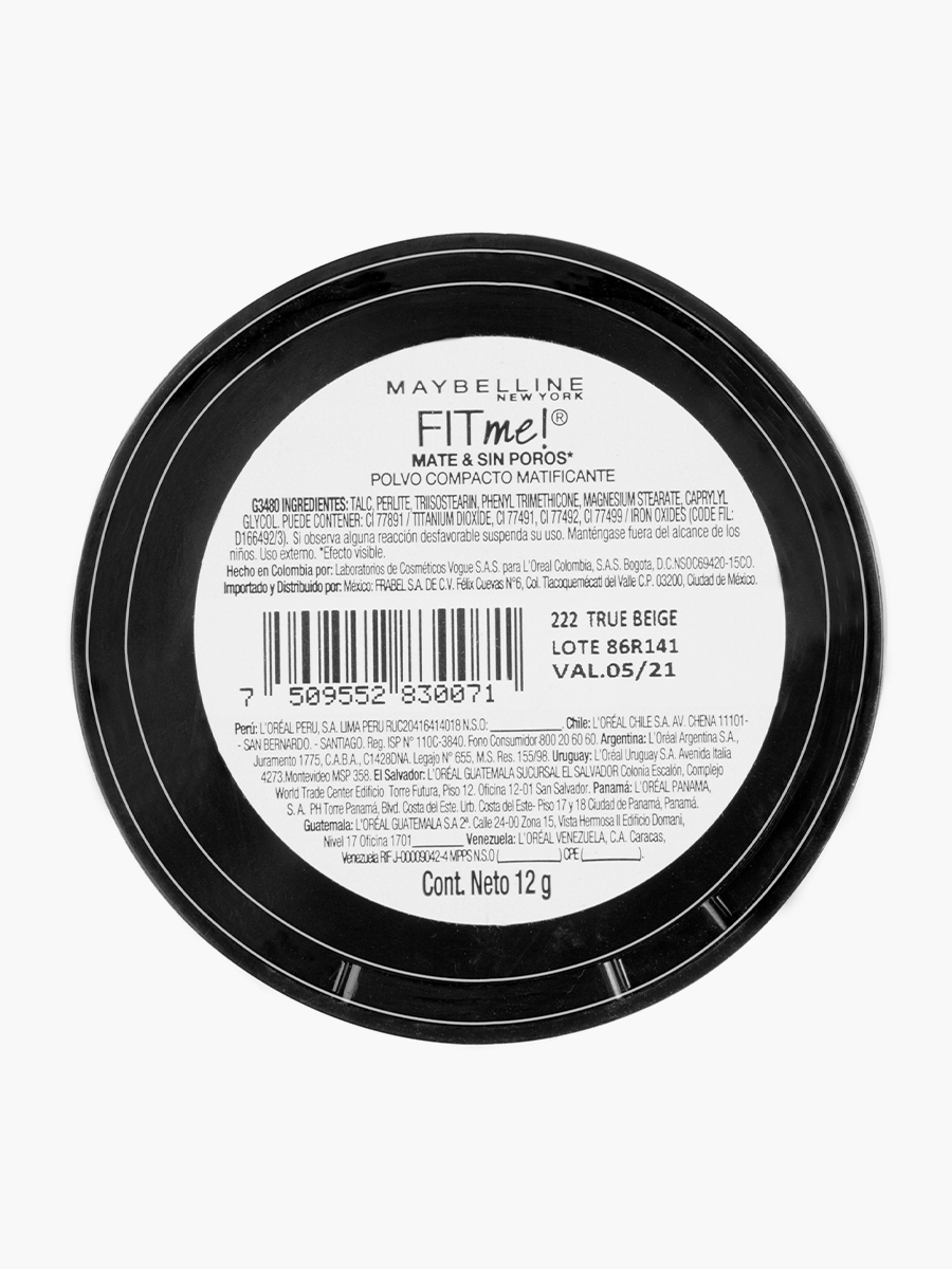Polvo Compacto Maybelline NY Mate y Sin Poros True Beige #222