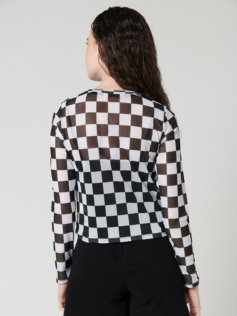 Blusa mesh a cuadros - Taxi