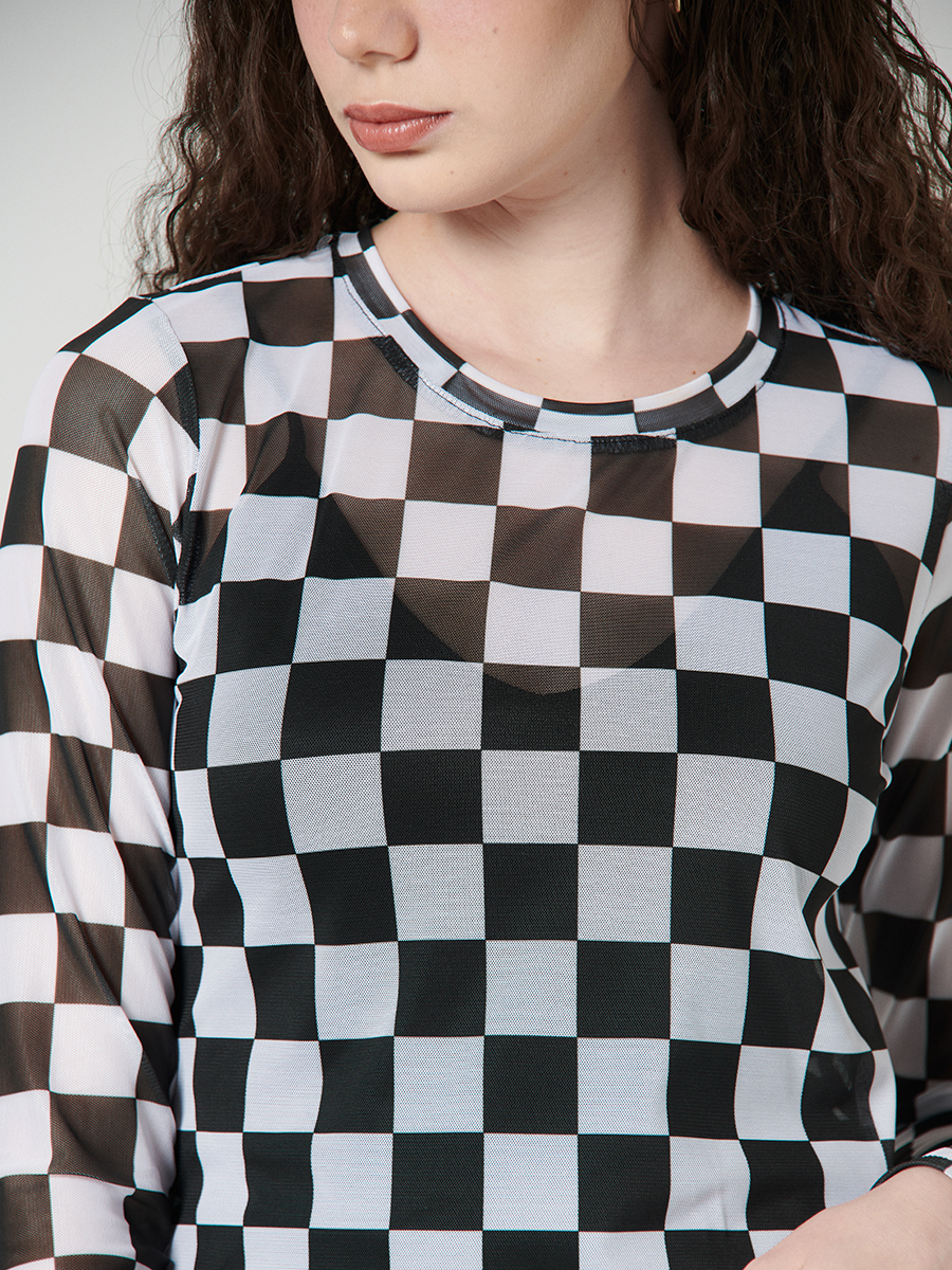 Blusa mesh a cuadros - Taxi