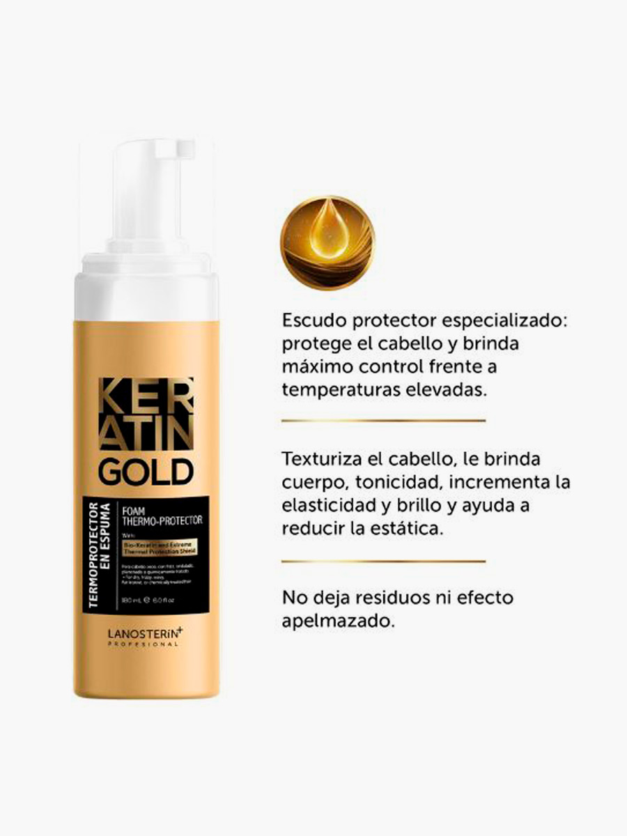 Lanosterin - Termo Protector Espuma Keratin Gold