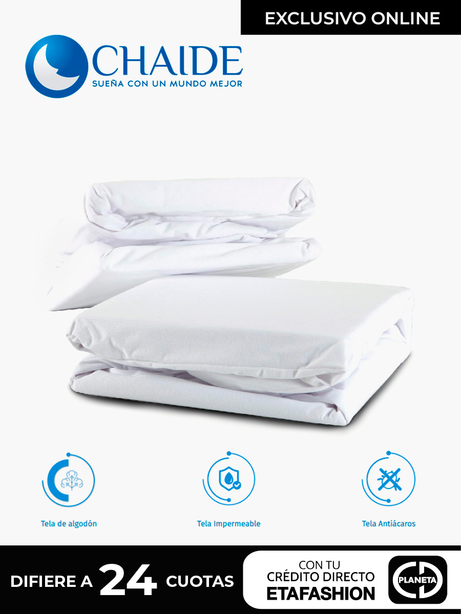 Protector de Colchón Chaide 3 Plazas Impermeable Algodón - Blanco