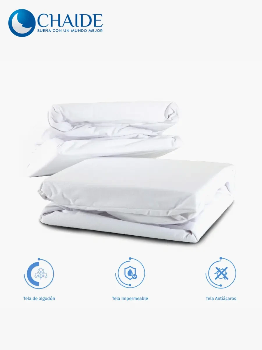 Protector de Colchón Chaide 3 Plazas Impermeable Algodón - Blanco