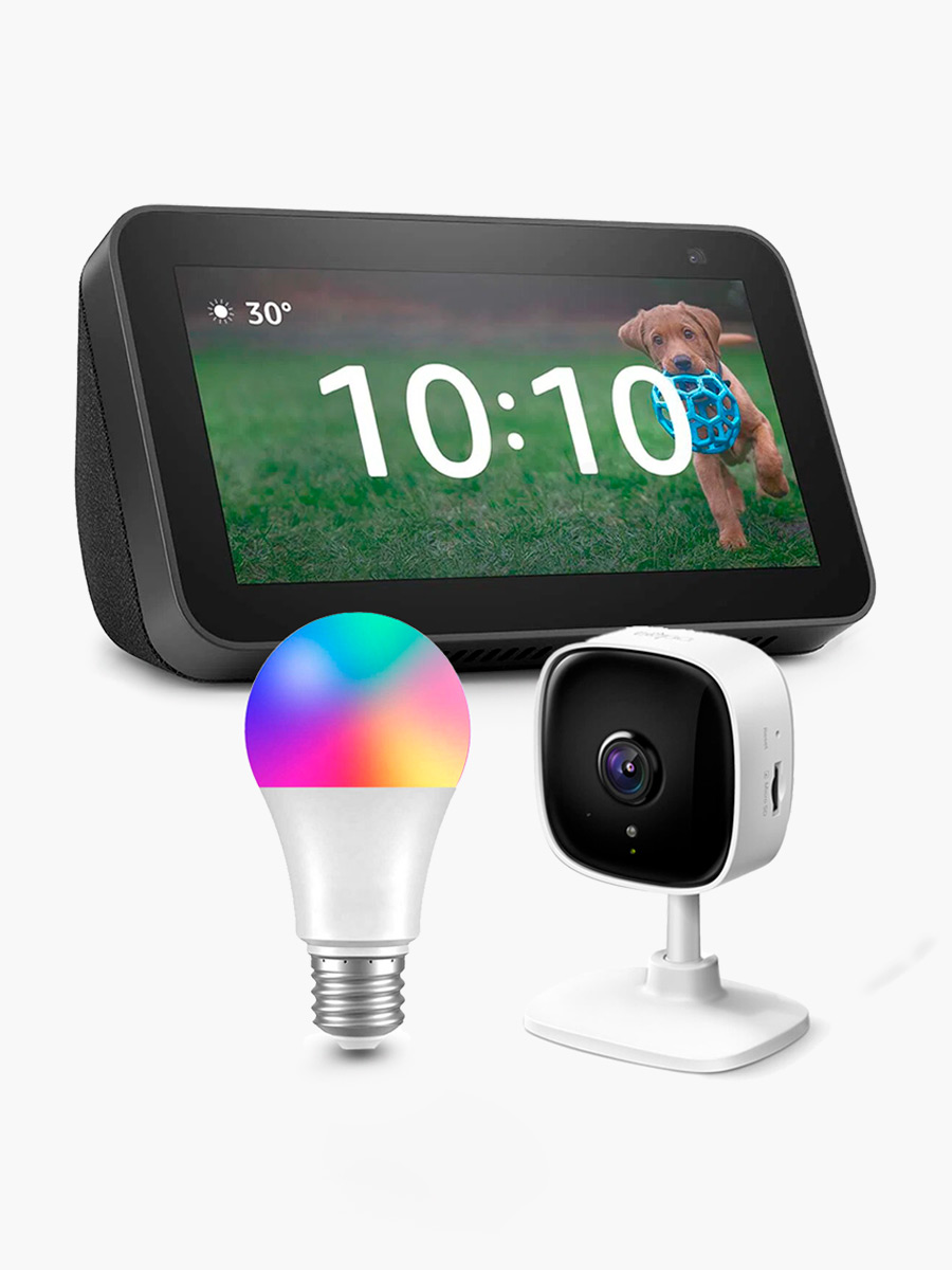 Kit Alexa Pantalla Echo Show 8 (2da Generación) 8 + Cámara Tapo C100 + Foco Inteligente