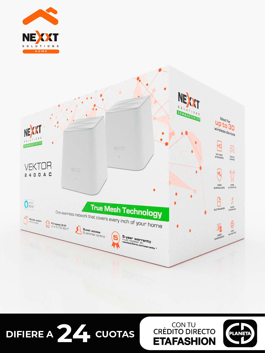 Kit 2 Routers Sistema Wifi Mesh Vektor 2400 - AC Nexxt AC 1200 MBPS