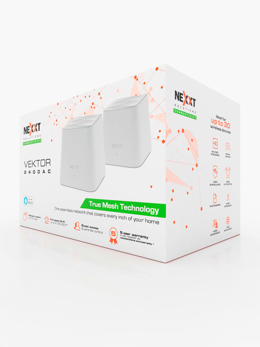 Kit 2 Routers Sistema Wifi Mesh Vektor 2400 - AC Nexxt AC 1200 MBPS
