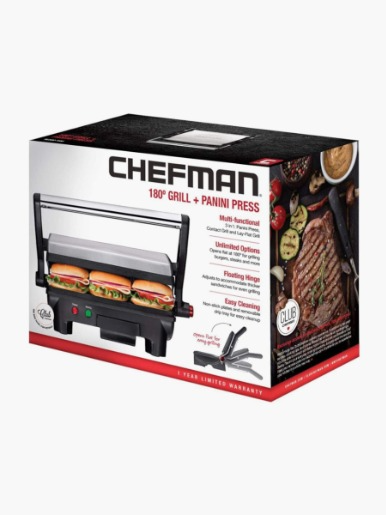 Sandwichera Chefman Panini 3 en 1-4 Rebanadas