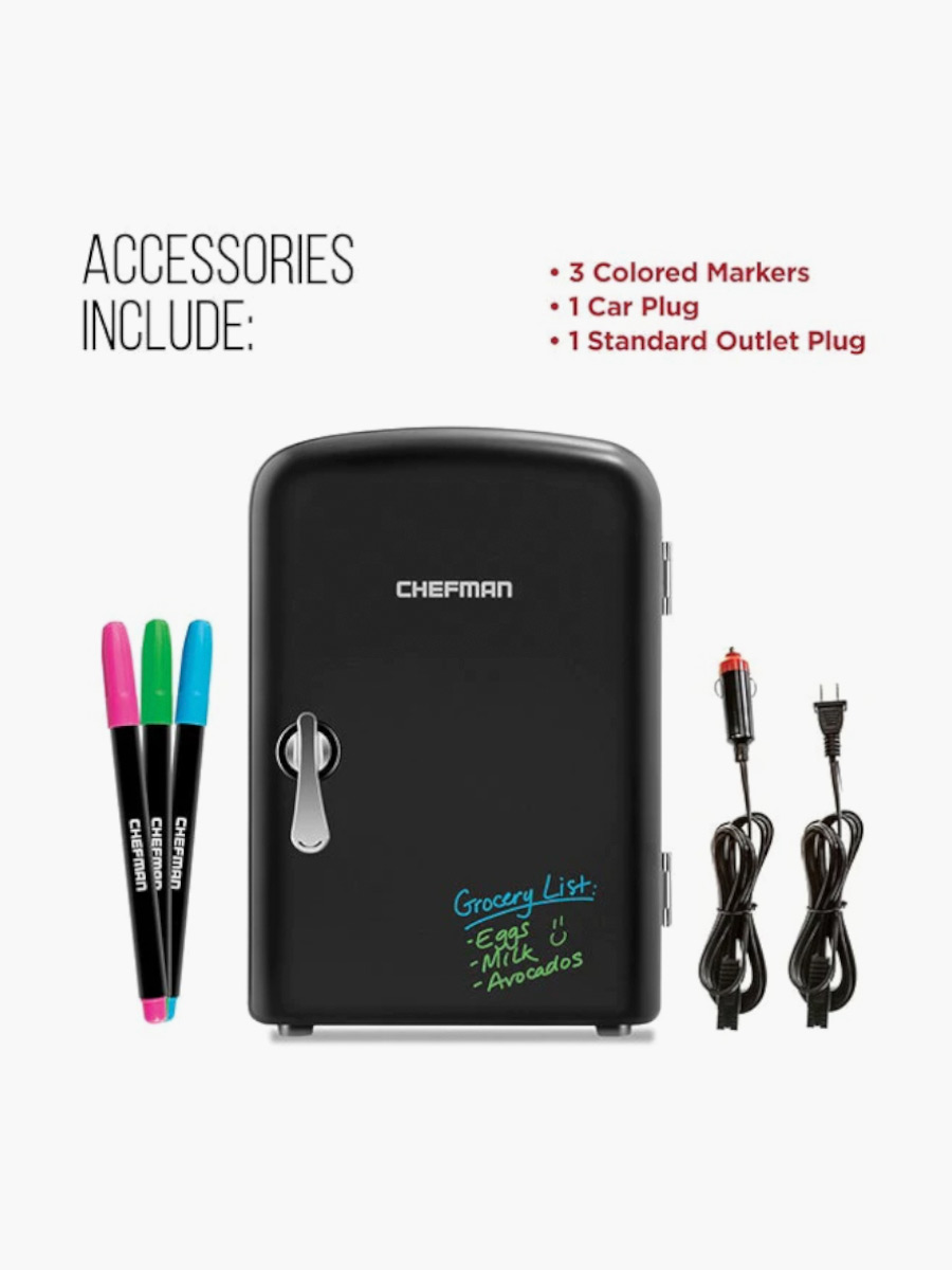 Mini Refri Chefman Portátil Puerta Pizarrón / 4 Lts
