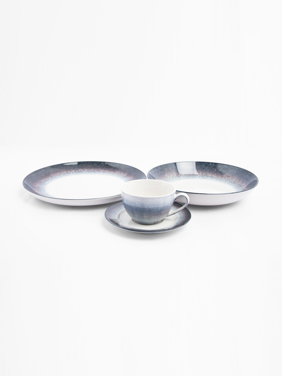 Set de Vajilla de cerámica 16 Pzs | Blanco con negro