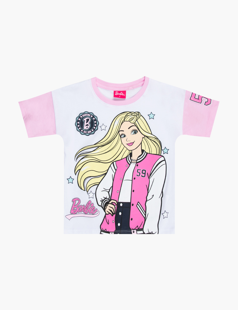 Camiseta Barbie Para Niñas - Estampado Brillante, Algodón Suave, Mensaje "Be Unique", Licencia Oficial