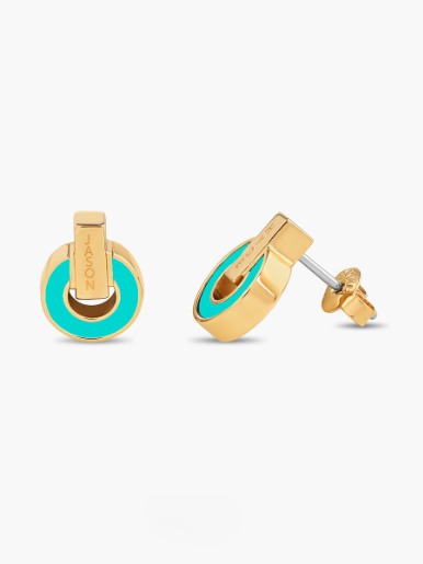 Aretes Jason Hyde Nereida Chip Turquesa  | Acero Inoxidable / <em class="search-results-highlight">Laminado</em> en Oro 18K