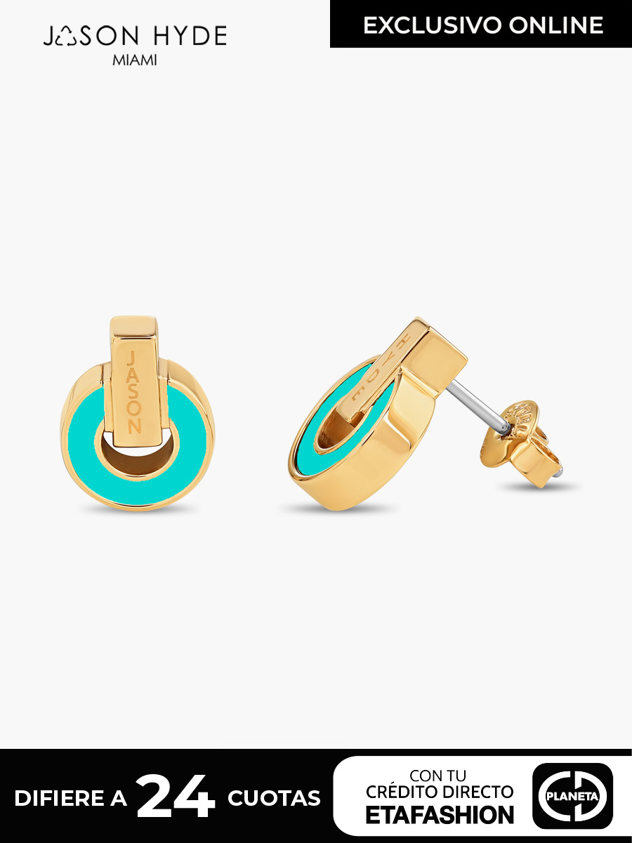 Aretes Jason Hyde Nereida Chip Turquesa | Acero Inoxidable / Laminado en Oro 18K