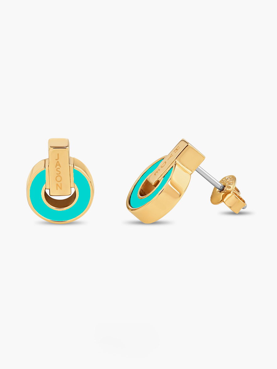 Aretes Jason Hyde Nereida Chip Turquesa | Acero Inoxidable / Laminado en Oro 18K