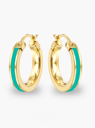 Aretes Argolla Jason Hyde Wewa  Individuales Turquesa Acero Laminado Acero Inoxidable / Laminado en Oro 18K